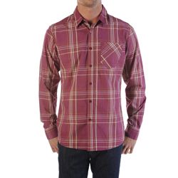 Men's Why Factor Plaid L/S Woven Shirt - Maroon / Dark Red