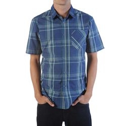 Men's Why Factor Plaid S/S Woven Shirt - Navy / Dark Blue