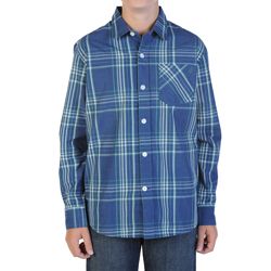 Boys' Why Factor Plaid L/S Woven Shirt - Navy / Dark Blue