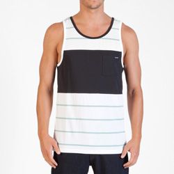 Men's Black Out Stripe Tank - White