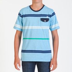 Boy's Avenida S/S Marled Pocket Crew Tee - Blue Patterned