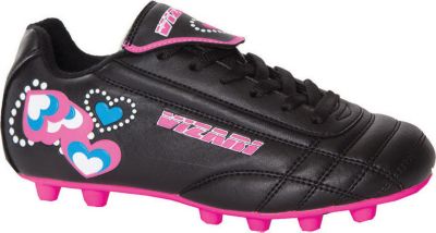 Girls' Retro Hearts Soccer Cleat - Black / Pink