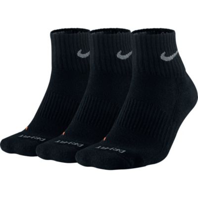 Dri-Fit Quarter Cut Sock - L - 3Pk - Black