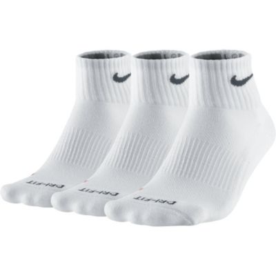 Dri-Fit Quarter Cut Sock - L - 3Pk - White