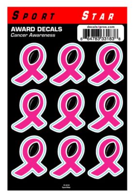 Pink Football Ribbon Decals