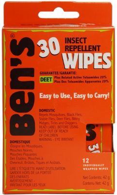 30 Tick & Insect Repellent Travel Wipes