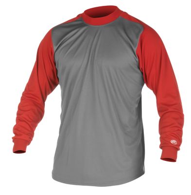 Youth Long Sleeve Raglan Shirt - Red / Gray