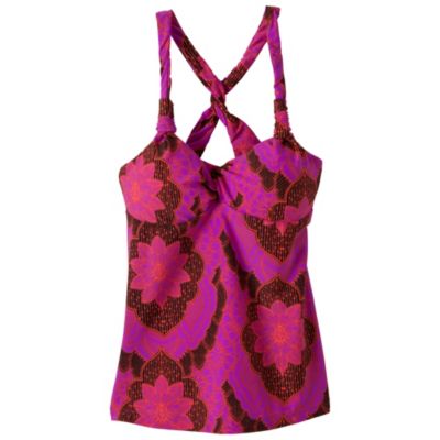 Women's Manori Crossback Tankini Top - Maroon / Dark Red
