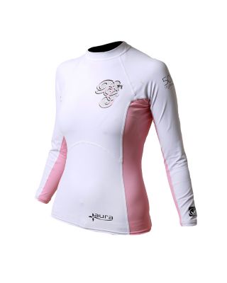 Women's Aura Long Sleeve Lycra Shirt - White / Rose