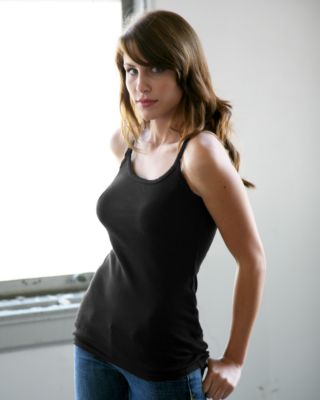 Juniors Scalloped Tunic Strap Tank Top - Black