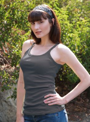 Juniors Scalloped Tunic Strap Tank Top - Gray