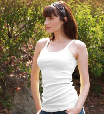 Juniors Scalloped Tunic Strap Tank Top - White