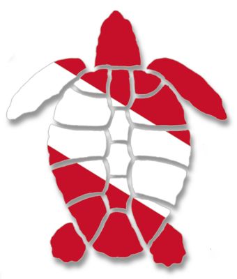 Dive Flag Bumper Sticker - Turtle