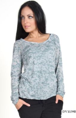 Women's Burn-out Long Sleeve Tee - Blue