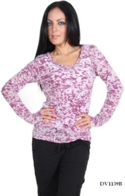 Women's Burn-out Long Sleeve Tee - Pink
