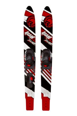 X-Caliber Water Skis with Adjustable Horseshoe Bindings - Red Patterned