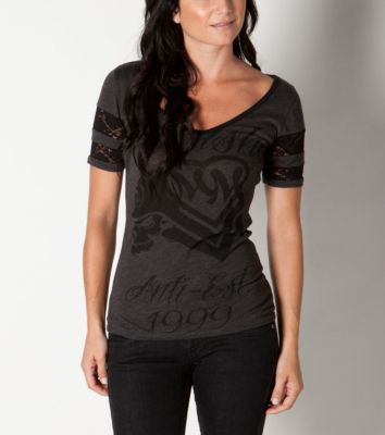 Women's Davis Football Tee - Charcoal