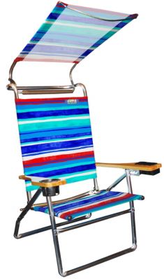 4 Pos Deluxe Alum Beach Stripes w/canopy
