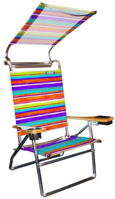 4 Pos Deluxe Alum Beach Stripes w/canopy