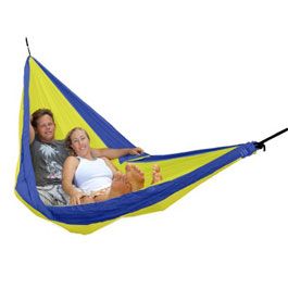 Double Parachute Nylon Hammock - Yellow/RoyalBlue