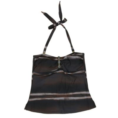 Women's Skinny Dip Bandini Top - Black Patterned