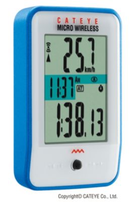 Micro Wireless Cycling Computer, White/Blue