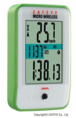 Micro Wireless Cycling Computer, White/Green