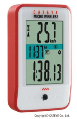 Micro Wireless Cycling Computer, White/Red