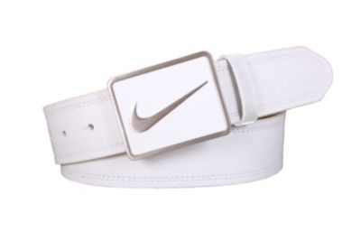 Men's Swoosh Logo Plaque Belt - White