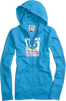 Women's 2013 Her Logo Fill Palette Stripes Basic Fullzip Hoodie Heather Blue-Ray Blue