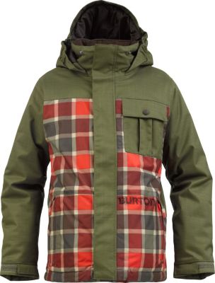 Kid's 2013 Sludge Snowboard Jacket Keef Keef Revolt Plaid Green