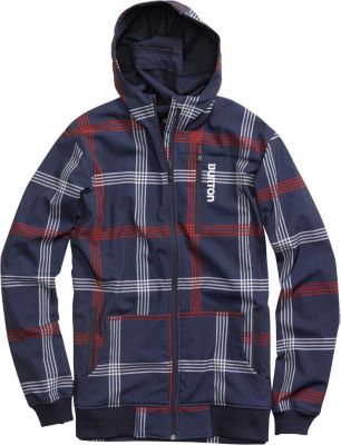 Men's 2013 Softshell Hoodie Snowboard Jacket Ballpoint Prospect Plaid Blue