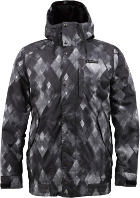 Men's 2013 TWC Throttle Snowboard Jacket True Black Diamond Watercolor Print