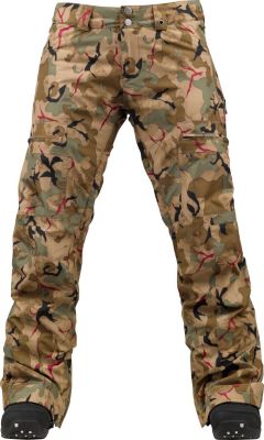 Women's 2013 Mosaic Gore-Tex Snowboard Pants Olive Painted Camo Green