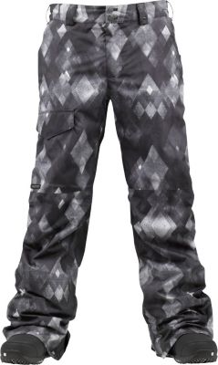 Men's 2013 TWC Throttle Snowboard Pants True Black Diamond Watercolor Print
