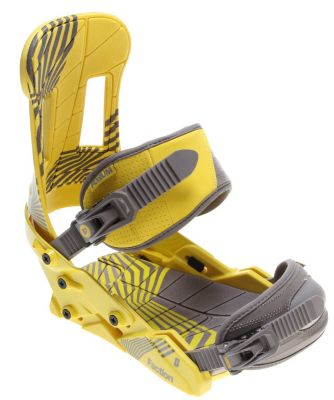 Men's 2013 Faction Snowboard Bindings Kick Flip Yellow Gray