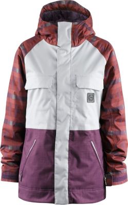 Women's 2013 Crush Snowboard Jacket Scrubs Crossfade Plaid Plum White Purple