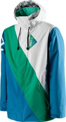 Men's 2013 Brigade Snowboard Jacket Oxycotton White Blue Green