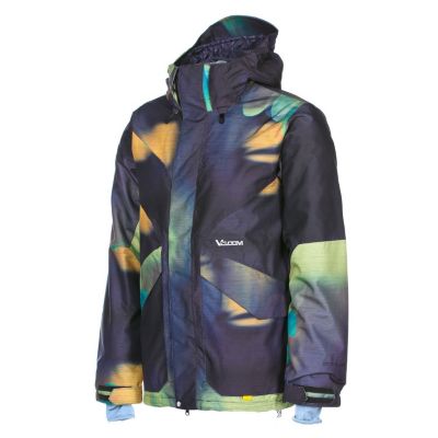 Men's 2013 Iron Snowboard Jacket Blur Light Green Purple Black