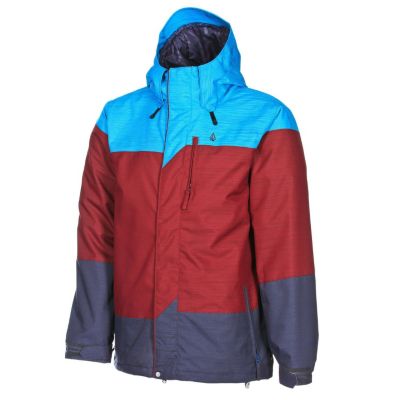 Men's 2013 Three's Insulated Snowboard Jacket Maroon Red
