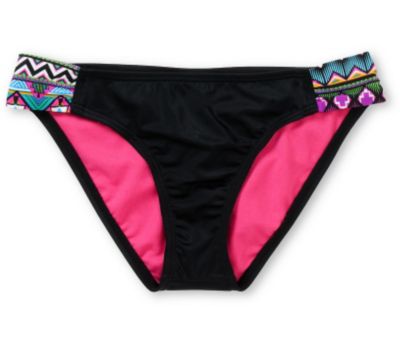 Women's Tribal Fusion Tab Side Swim Bottom - Black