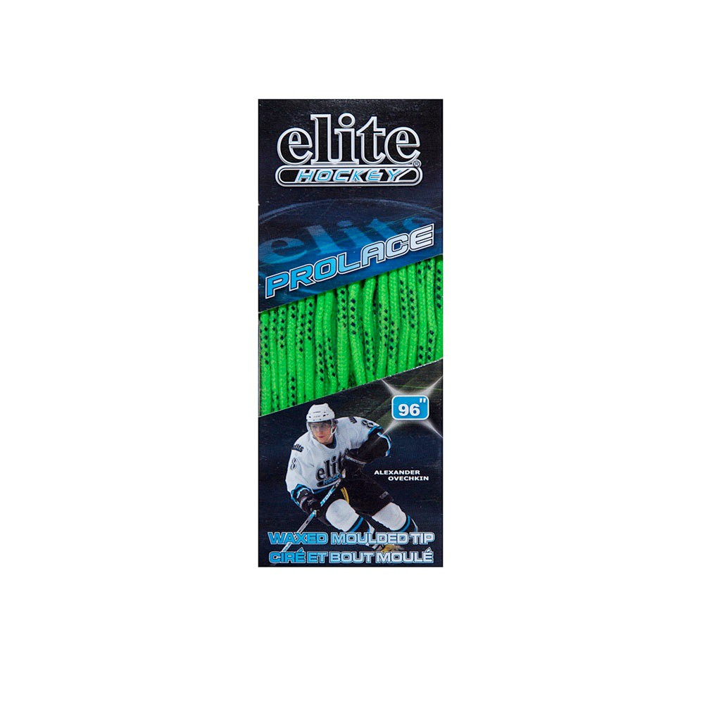 Elite Hockey Waxed Hockey Skate Laces, Lime-Navy, swatch