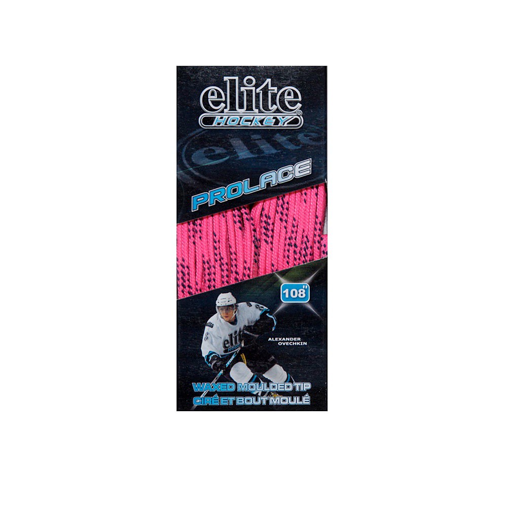 Elite Hockey Waxed Hockey Skate Laces, Neon Pink-Navy, swatch