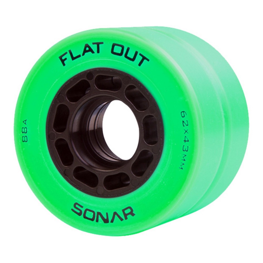 Radar Flat Out Roller Skate Wheels - 4 Pack, Green, swatch