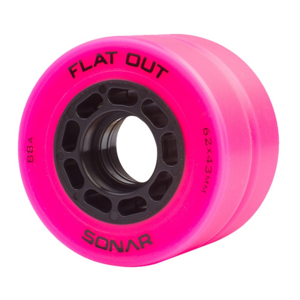 Radar Flat Out Roller Skate Wheels - 4 Pack, Pink, medium