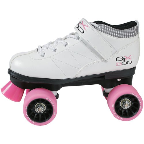 Pacer GTX-500 Womens Speed Roller Skates 2013, Boot:White Frame:Black Wheels:Pink, medium