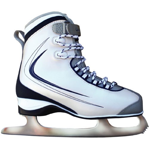 Lake Placid Supreme 694 Soft Boot Womens Figure Ice Skates, Silver-Blue-Grey, medium