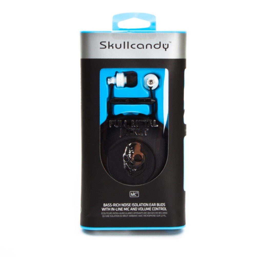 Skullcandy Full Metal Jacket Earbud Headphones 2010, Painted White-Black Apple, medium