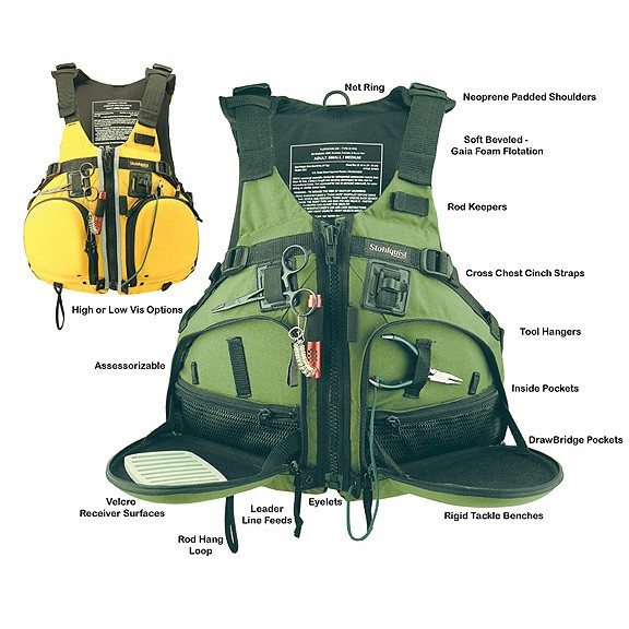 Stohlquist WaterWare Fisherman Fishing Kayak Life Jacket 2012