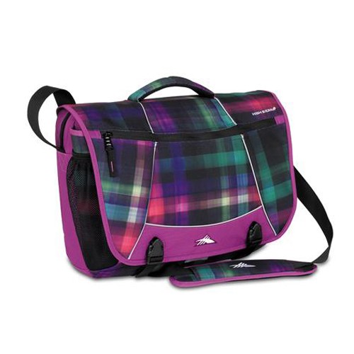 High Sierra Tank Messenger Day Bag, Whimsy Plaid-Plum, swatch